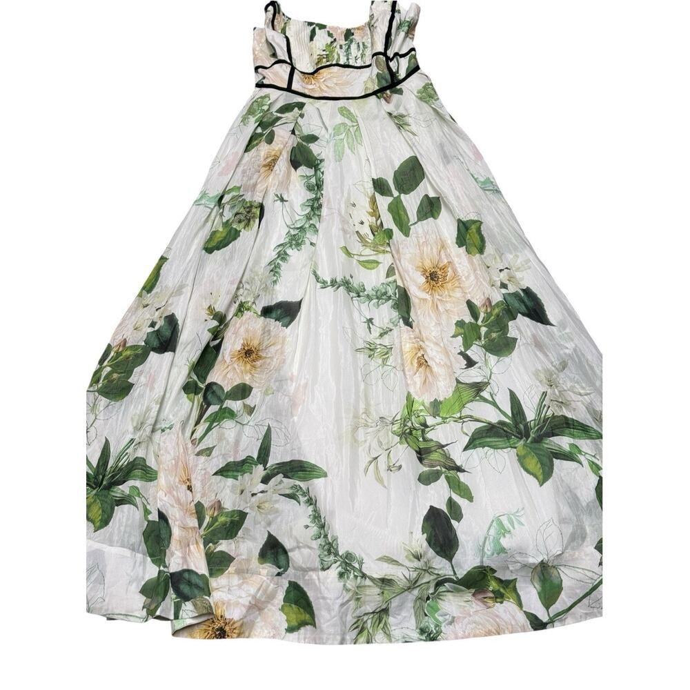 NWT Karen Millen Lydia Millen Floral Maxi Dress Silk Cotton Bow Strap 8 - Picture 9 of 12